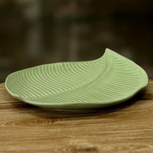 Novica 8.5" Handmade Ceramic Leaf Plate with Light Glaze NVC2799